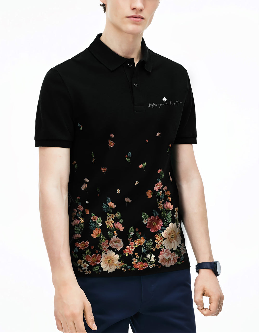 FesFas Floral-print Polo Shirt | Men | Black