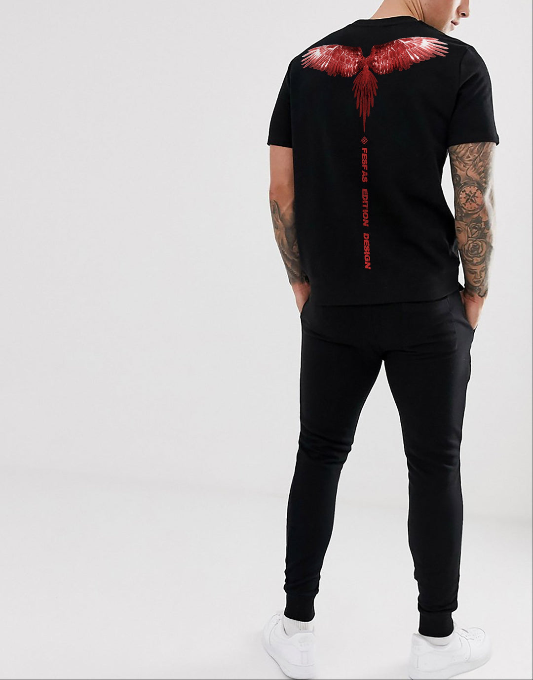 FesFas wings-print T-shirt | Black | Men