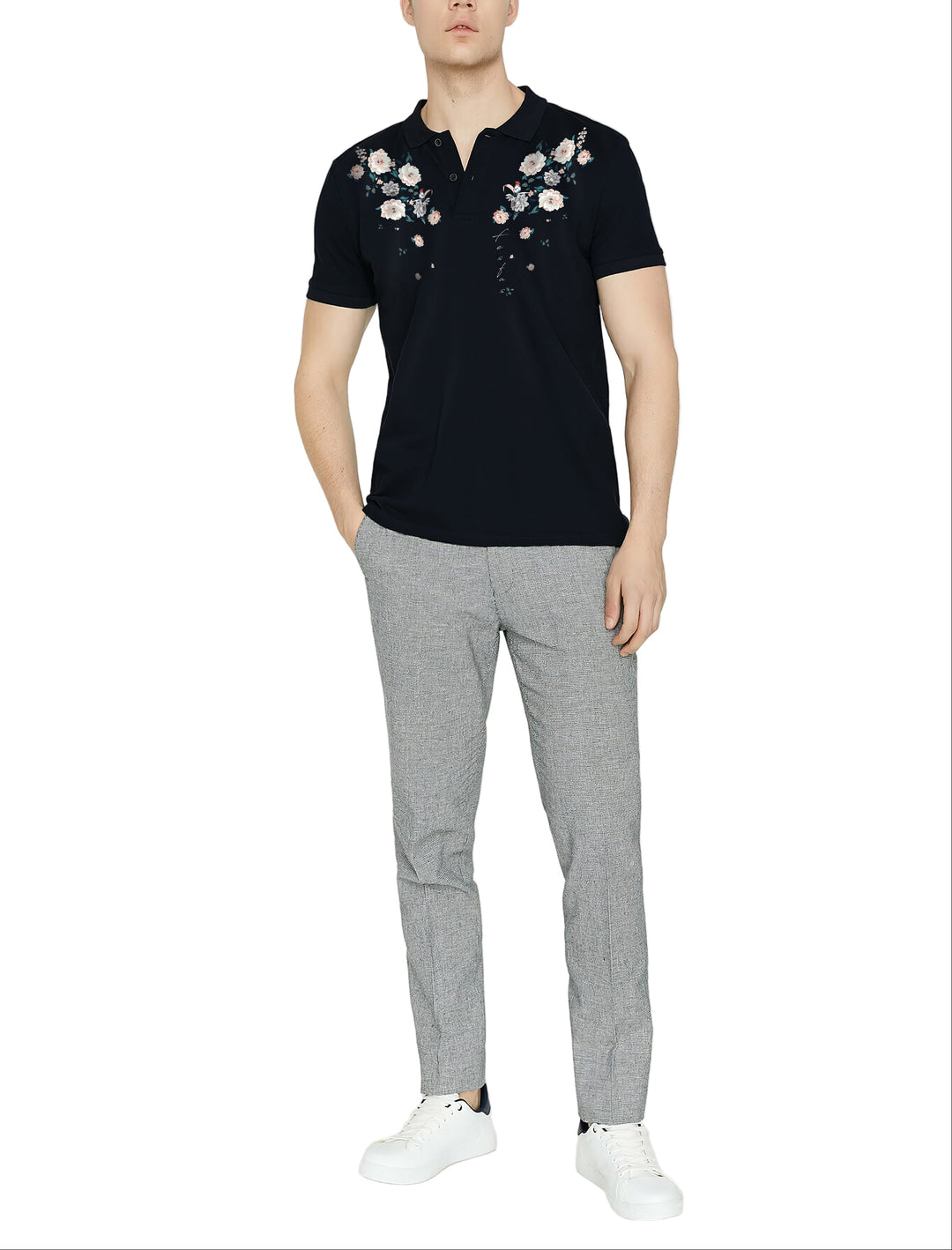 FesFas Floral-print Polo Shirt | Men | Black