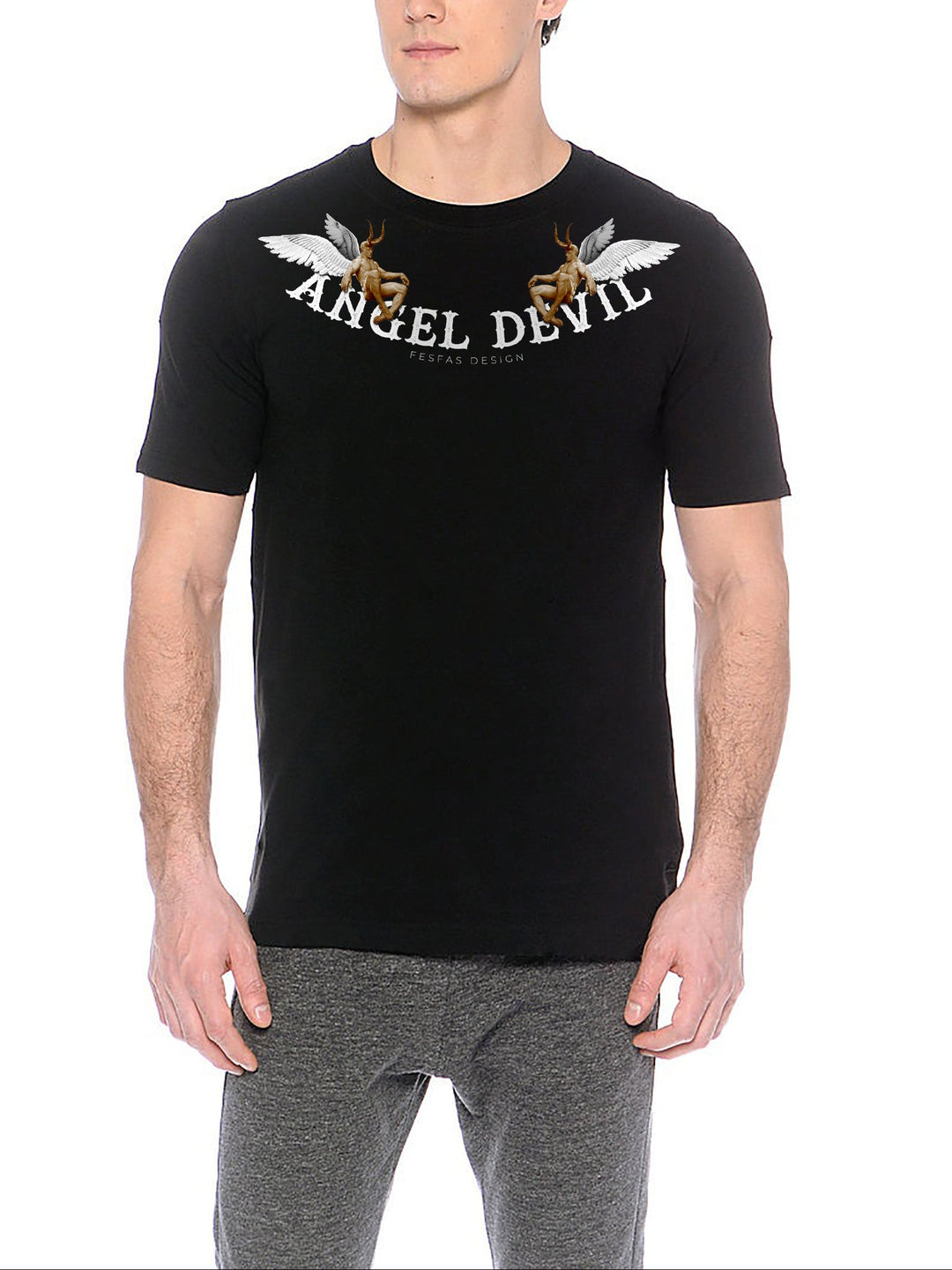 FesFas angel devil-print T-shirt | Black | Men