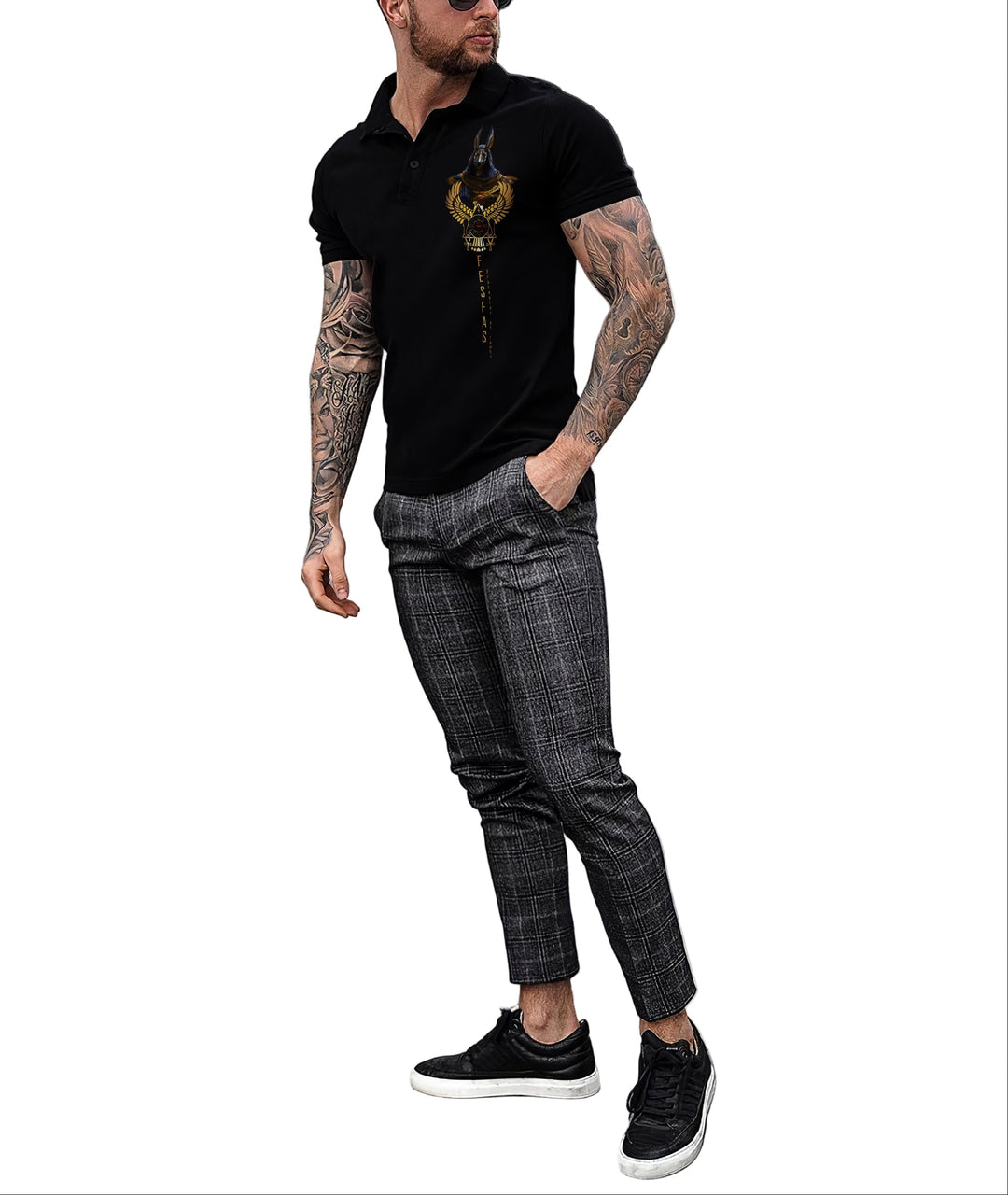 FesFas Anubis-print Polo Shirt | Men | Black